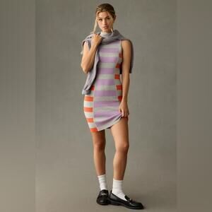Anthropologie Striped Dress - Lavender, Orange, Gray